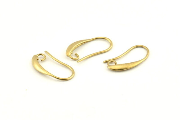 Brass Ear Hooks, 12 Raw Brass Earring Wires, Earring Hooks (19mm) D1329