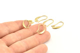 Brass Ear Hooks, 12 Raw Brass Earring Wires, Earring Hooks (19mm) D1329