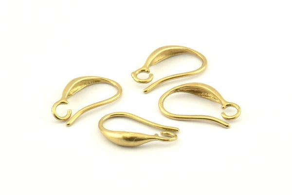 Brass Ear Hooks, 12 Raw Brass Earring Wires, Earring Hooks (15mm) D1326