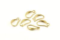 Brass Ear Hooks, 12 Raw Brass Earring Wires, Earring Hooks (15mm) D1326