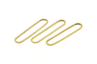 Brass Oval Charm, 24 Raw Brass Oval Rings, Connectors (40x8x1mm) D1289