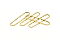 Brass Oval Charm, 24 Raw Brass Oval Rings, Connectors (40x8x1mm) D1289