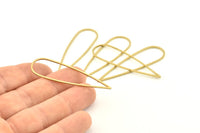 Brass Drop Charm, 24 Raw Brass Drop Connectors, Findings (52x15x1mm) D1282