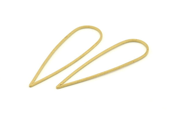 Brass Drop Charm, 24 Raw Brass Drop Connectors, Findings (52x15x1mm) D1282