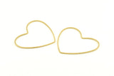 Brass Heart Charm, 12 Raw Brass Heart Connectors, Earrings, Findings (42x50x1mm) D1281