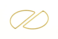 Brass Half Moon, 24 Raw Brass Semi Circle Connectors (22x45x1mm) D1276