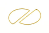 Brass Half Moon, 24 Raw Brass Semi Circle Connectors (22x45x1mm) D1276