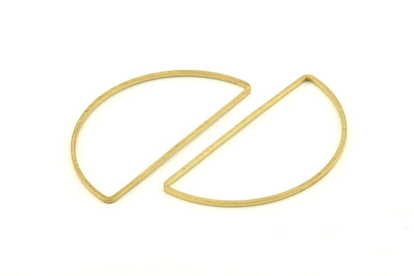 Brass Half Moon, 24 Raw Brass Semi Circle Connectors (22x45x1mm) D1276