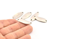 Silver Drop Charm, 4 Antique Silver Plated Brass Irregular Connectors With 2 Hole, Findings (29x11x1.5mm) D1082 H1067