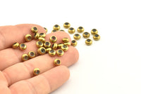 Brass Bead Keeper, 12 Raw Brass Bead Keeper, Silicone And Brass, Rondelle (5.5x3mm) D1223