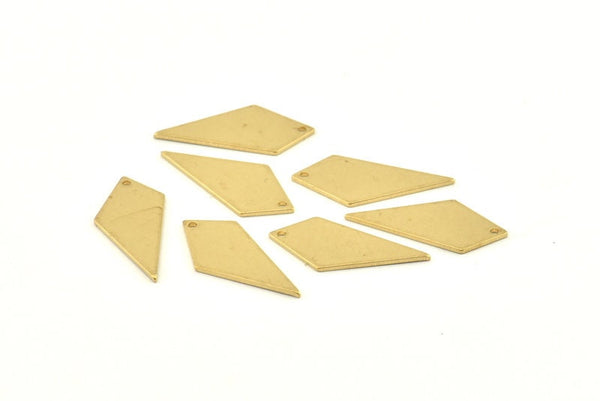 Brass Diamond Charm, 24 Raw Brass Diamond Stamping Blanks With 1 Hole, Earrings, Findings (22x9x0.80mm) D1207