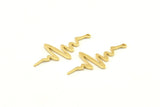 Brass Heart Rhythm Charm, 24 Raw Brass Heart Rhythm Shaped Charms With 1 Loop, Findings, Earrings (30x14x1mm) D1168