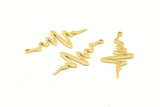 Brass Heart Rhythm Charm, 24 Raw Brass Heart Rhythm Shaped Charms With 1 Loop, Findings, Earrings (30x14x1mm) D1168