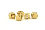 Brass Square Industrial, 24 Raw Brass Square Industrial Findings, Spacer Beads (8mm) D1290