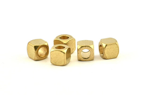 Brass Square Industrial, 24 Raw Brass Square Industrial Findings, Spacer Beads (8mm) D1290