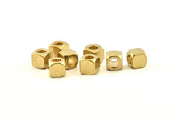 Brass Square Industrial, 24 Raw Brass Square Industrial Findings, Spacer Beads (8mm) D1290