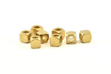 Brass Square Industrial, 24 Raw Brass Square Industrial Findings, Spacer Beads (8mm) D1290
