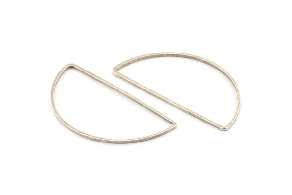 Silver Half Moon, 12 Antique Silver Plated Brass Semi Circle Connectors (22x45x1mm) D1276 H1095