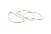 Silver Half Moon, 12 Antique Silver Plated Brass Semi Circle Connectors (22x45x1mm) D1276 H1095