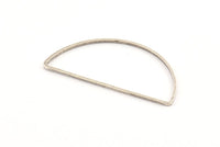 Silver Half Moon, 12 Antique Silver Plated Brass Semi Circle Connectors (22x45x1mm) D1276 H1095