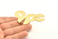 Brass Round Charm, 10 Textured Raw Brass Round Charms With 1 Hole, Earrings, Pendants, Findings (25x24x0.80mm) D950