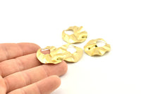 Brass Round Charm, 12 Raw Brass Wavy Round Charms, Earrings, Findings (25x0.60mm) D1187