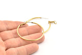 Brass Earring Clasp, 12 Raw Brass Round Earring Findings (30x1.8mm) D1264