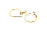 Brass Earring Clasp, 6 Raw Brass Round Earring Findings (20x1.2mm) D1310