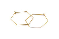 Brass Hexagon Earring, 50 Raw Brass Wire Hexagon Earring Charms, Pendants, Findings (30x0.7mm) D1278