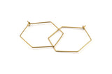 Brass Hexagon Earring, 50 Raw Brass Wire Hexagon Earring Charms, Pendants, Findings (30x0.7mm) D1278