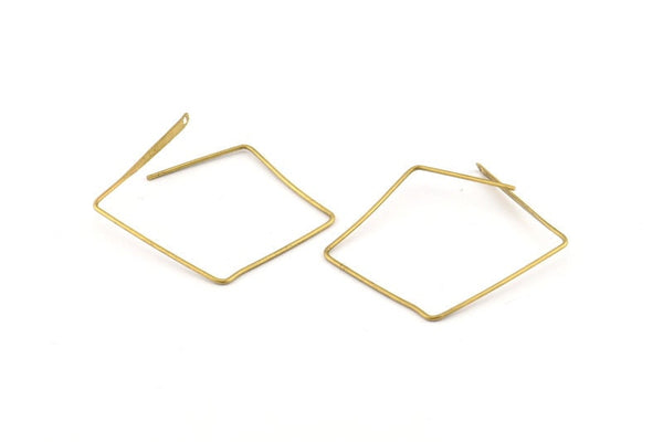 Brass Hexagon Earring, 24 Raw Brass Wire Hexagon Earring Charms With 1 Hole, Pendants, Findings (30x30x0.80mm) D1316