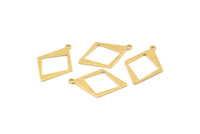 Brass Diamond Charm, 24 Raw Brass Rhombus Charms With 1 Loop, Pendants, Earrings, Findings (23x16x0.80mm) D1052