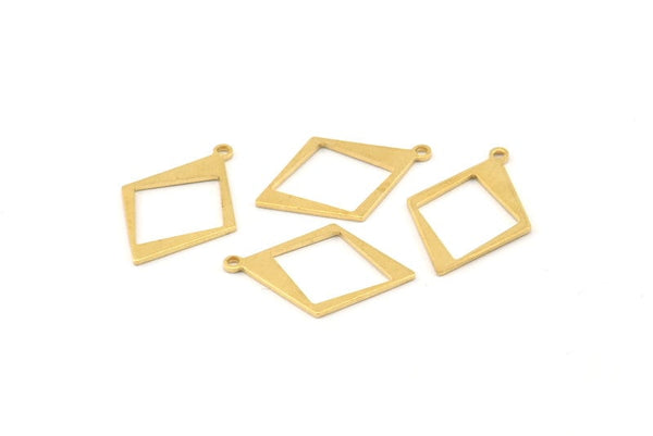 Brass Diamond Charm, 24 Raw Brass Rhombus Charms With 1 Loop, Pendants, Earrings, Findings (23x16x0.80mm) D1052