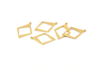 Brass Diamond Charm, 24 Raw Brass Rhombus Charms With 1 Loop, Pendants, Earrings, Findings (23x16x0.80mm) D1052