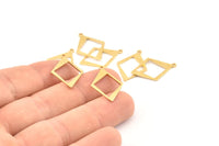 Brass Diamond Charm, 24 Raw Brass Rhombus Charms With 1 Loop, Pendants, Earrings, Findings (23x16x0.80mm) D1052