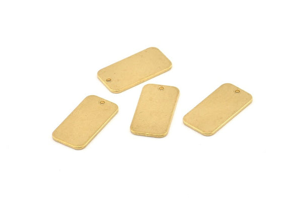 Brass Rectangle Charm, 12 Raw Brass Rectangle Charms With 1 Hole Earrings, Findings (20x10x1mm) D1144