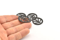 Siyah Yaprak Tılsımı, 1 Delikli 6 Oksitlenmiş Siyah Pirinç Yaprak Tılsımı, Küpeler, Kolye Uçları, Bulgular (30x24x0,80 mm) D956 S1049