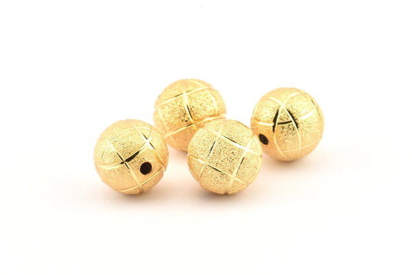 Gold Ball Bead, 6 Gold Plated Brass Spacer Beads, Findings (12mm) D968 Q0925