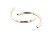 Silvert Noodle Tubes, 6 Antique Silver Plated Semi Circle Curved Tube Beads (3.5x55mm) D0265 H1108