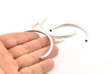 Silvert Noodle Tubes, 6 Antique Silver Plated Semi Circle Curved Tube Beads (3.5x55mm) D0265 H1108