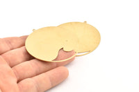 Brass Round Charms, 2 Raw Brass Round Charms With 1 Loop, Pendants, Earrings, Findings (51x54x0.60mm) D1142