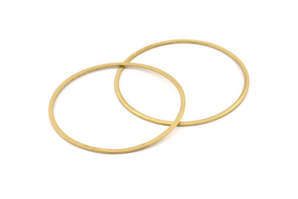 Brass Circle Connector, 12 Raw Brass Circle Connectors (60x2x1mm) D990