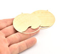 Brass Round Charms, 2 Textured Raw Brass Round Charms With 1 Loop, Pendants, Earrings, Findings (51x54x0.60mm) D1004