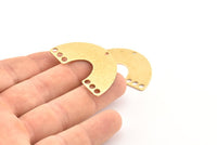 Brass U Charm, 6 Hammered Raw Brass U Shaped Connectors With 7 Holes, Earrings, Pendants, Findings (41x25x1mm) D1169