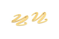 Brass Irregular Charm, 12 Raw Brass Irregular Connectors With 2 Holes, Findings (18x0.80mm) D1031
