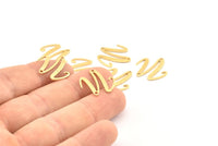 Brass Irregular Charm, 12 Raw Brass Irregular Connectors With 2 Holes, Findings (18x0.80mm) D1031