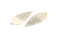 Silver Drop Charm, 6 Antique Silver Plated Brass Carrot Pendants With 1 Loop, Earrings, Findings (43x19x0.70mm) D1099 H1112