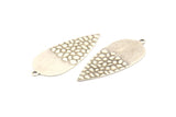 Silver Drop Charm, 6 Antique Silver Plated Brass Carrot Pendants With 1 Loop, Earrings, Findings (43x19x0.70mm) D1099 H1112