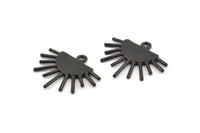 Sun Ethnic Pendant, 4 Oxidized Black Brass Sun Ethnic Pendants With 1 Loop, Findings, Charms (20x17x1.50mm) E459 S1056