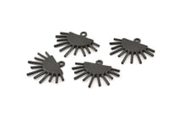 Sun Ethnic Pendant, 4 Oxidized Black Brass Sun Ethnic Pendants With 1 Loop, Findings, Charms (20x17x1.50mm) E459 S1056